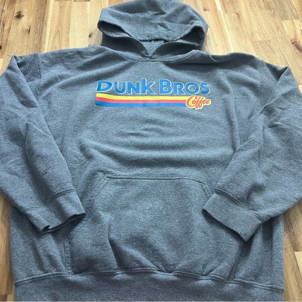 Gray Dunk Bros Coffee Gray Hoodie Pullover Logo Sweatshirt Size L Hoodie